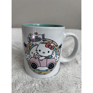 2024 Hello Kitty 12oz Mug "Hello" Pink Car Rainbow Palm Tree